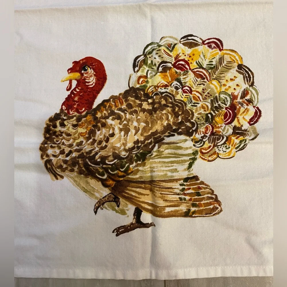 Double Thanksgiving Turkey Cotton Flour Sack Kitchen Hand Towel